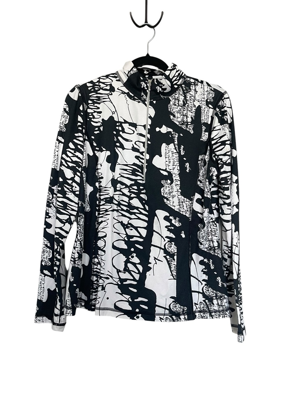 Snoskins Ski Black & White Long Sleeve Zip Pullover